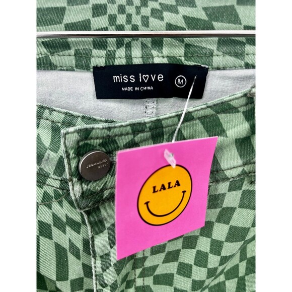 Women's Pants - miss love by Lala Green Checkered Flared Cargo Pants Size Medium - Picture 4 of 10
